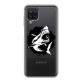 Полупрозрачный дизайнерский пластиковый чехол для Samsung Galaxy A12 Прозрачные акулы