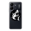 Полупрозрачный дизайнерский силиконовый чехол для Xiaomi Poco C65 Прозрачные акулы