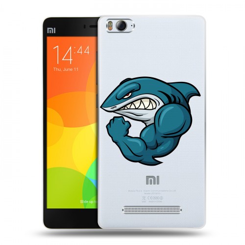 Полупрозрачный дизайнерский пластиковый чехол для Xiaomi Mi4i Прозрачные акулы