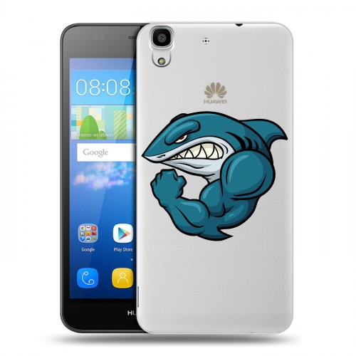 Полупрозрачный дизайнерский пластиковый чехол для Huawei Y6 Прозрачные акулы