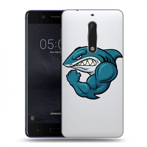 Полупрозрачный дизайнерский пластиковый чехол для Nokia 5 Прозрачные акулы