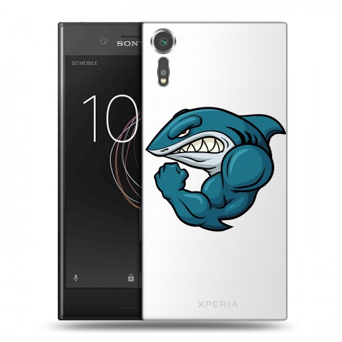 Полупрозрачный дизайнерский пластиковый чехол для Sony Xperia XZs Прозрачные акулы