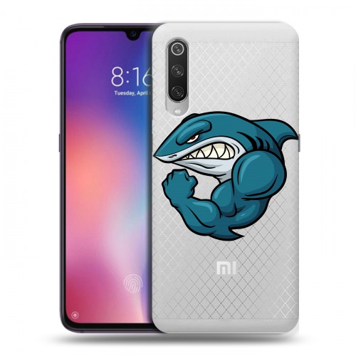 Полупрозрачный дизайнерский силиконовый с усиленными углами чехол для Xiaomi Mi9 Прозрачные акулы