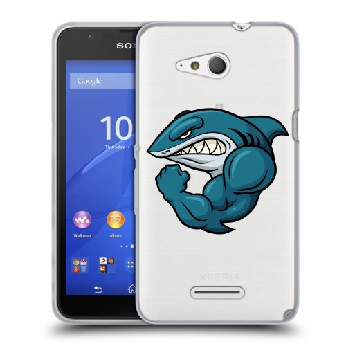 Полупрозрачный дизайнерский пластиковый чехол для Sony Xperia E4g Прозрачные акулы