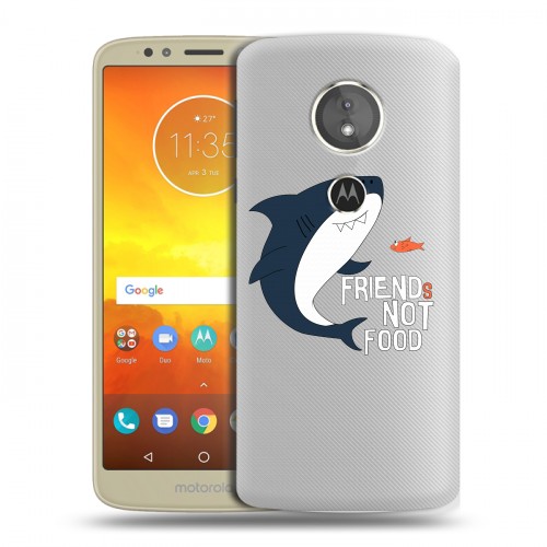 Полупрозрачный дизайнерский пластиковый чехол для Motorola Moto E5 Прозрачные акулы