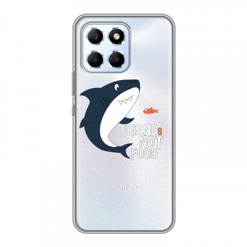 Полупрозрачный дизайнерский силиконовый с усиленными углами чехол для Huawei Honor X6 Прозрачные акулы