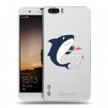 Полупрозрачный дизайнерский силиконовый чехол для Huawei Honor 6 Plus Прозрачные акулы