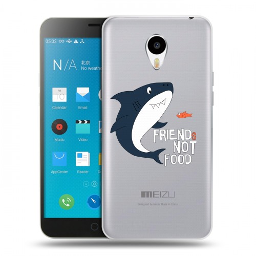 Полупрозрачный дизайнерский пластиковый чехол для Meizu M1 Note Прозрачные акулы