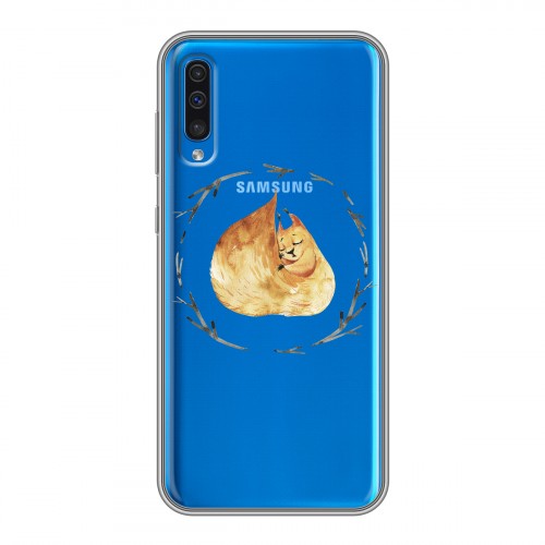 Полупрозрачный дизайнерский пластиковый чехол для Samsung Galaxy A50 Прозрачные белки