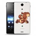 Полупрозрачный дизайнерский пластиковый чехол для Sony Xperia TX Прозрачные белки