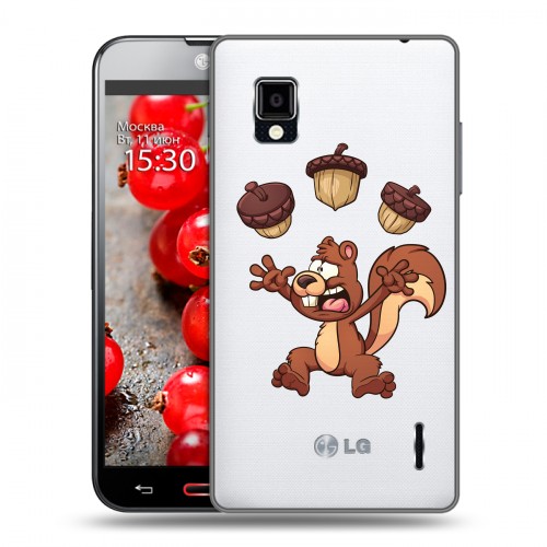 Полупрозрачный дизайнерский пластиковый чехол для LG Optimus G Прозрачные белки