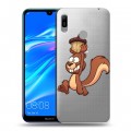 Полупрозрачный дизайнерский пластиковый чехол для Huawei Y6 (2019) Прозрачные белки