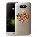 Полупрозрачный дизайнерский пластиковый чехол для LG G5 Прозрачные сердечки