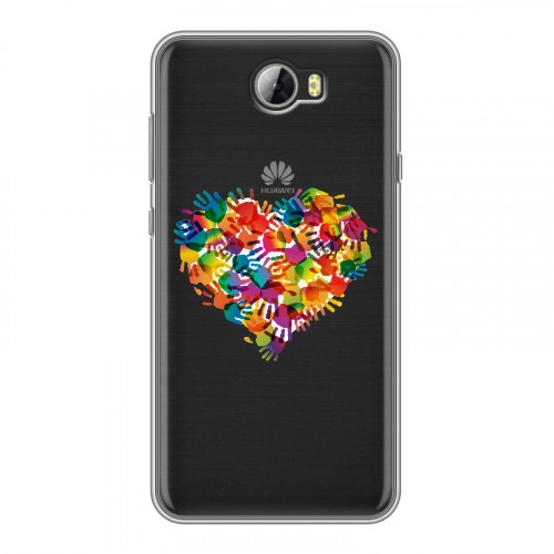 Полупрозрачный дизайнерский пластиковый чехол для Huawei Y5 II Прозрачные сердечки