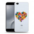 Полупрозрачный дизайнерский пластиковый чехол для Xiaomi Mi5C Прозрачные сердечки