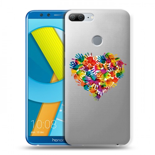 Полупрозрачный дизайнерский пластиковый чехол для Huawei Honor 9 Lite Прозрачные сердечки