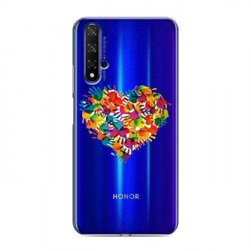 Полупрозрачный дизайнерский пластиковый чехол для Huawei Honor 20 Прозрачные сердечки