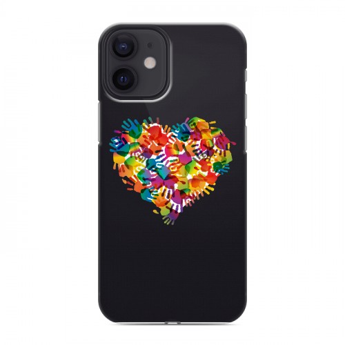 Полупрозрачный дизайнерский пластиковый чехол для Iphone 12 Mini Прозрачные сердечки