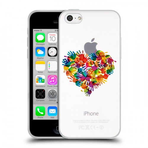 Полупрозрачный дизайнерский пластиковый чехол для Iphone 5c Прозрачные сердечки