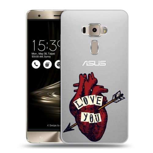 Полупрозрачный дизайнерский пластиковый чехол для Asus ZenFone 3 Прозрачные сердечки