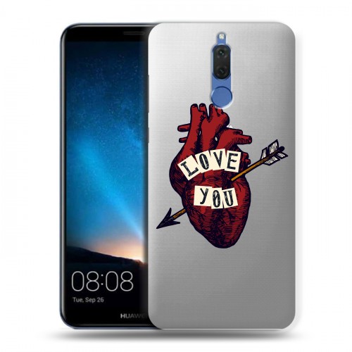 Полупрозрачный дизайнерский пластиковый чехол для Huawei Nova 2i Прозрачные сердечки