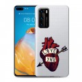 Полупрозрачный дизайнерский пластиковый чехол для Huawei P40 Прозрачные сердечки