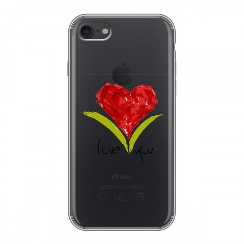 Полупрозрачный дизайнерский силиконовый с усиленными углами чехол для Iphone 7 Прозрачные сердечки