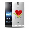 Полупрозрачный дизайнерский пластиковый чехол для Sony Xperia S Прозрачные сердечки