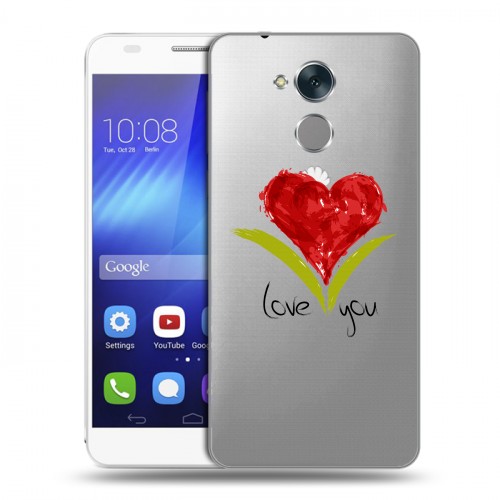 Полупрозрачный дизайнерский пластиковый чехол для Huawei Honor 6C Прозрачные сердечки