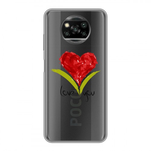 Полупрозрачный дизайнерский силиконовый с усиленными углами чехол для Xiaomi Poco X3 Прозрачные сердечки