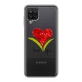 Полупрозрачный дизайнерский пластиковый чехол для Samsung Galaxy A12 Прозрачные сердечки