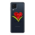 Полупрозрачный дизайнерский пластиковый чехол для Samsung Galaxy A22 Прозрачные сердечки