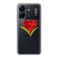 Полупрозрачный дизайнерский пластиковый чехол для Xiaomi Poco C65 Прозрачные сердечки