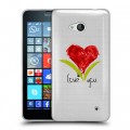 Полупрозрачный дизайнерский пластиковый чехол для Microsoft Lumia 640 Прозрачные сердечки