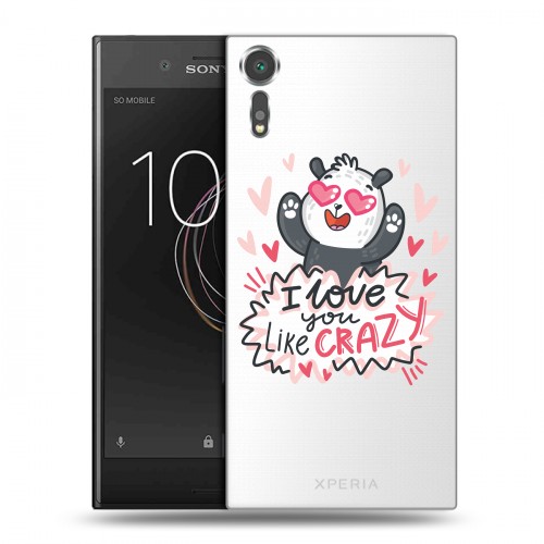 Полупрозрачный дизайнерский пластиковый чехол для Sony Xperia XZs Прозрачные сердечки