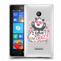 Полупрозрачный дизайнерский пластиковый чехол для Microsoft Lumia 435 Прозрачные сердечки