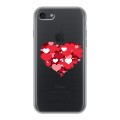 Полупрозрачный дизайнерский силиконовый с усиленными углами чехол для Iphone 7 Прозрачные сердечки