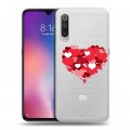 Полупрозрачный дизайнерский силиконовый с усиленными углами чехол для Xiaomi Mi9 Прозрачные сердечки