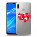 Полупрозрачный дизайнерский пластиковый чехол для Huawei Y6 (2019) Прозрачные сердечки