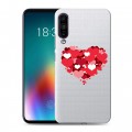 Полупрозрачный дизайнерский силиконовый чехол для Meizu 16T Прозрачные сердечки