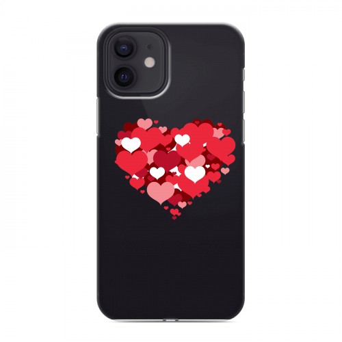 Полупрозрачный дизайнерский силиконовый чехол для Iphone 12 Прозрачные сердечки