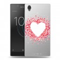 Полупрозрачный дизайнерский пластиковый чехол для Sony Xperia L1 Прозрачные сердечки