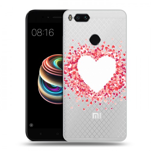Полупрозрачный дизайнерский пластиковый чехол для Xiaomi Mi5X Прозрачные сердечки