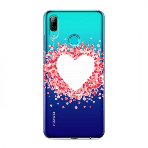 Полупрозрачный дизайнерский пластиковый чехол для Huawei P Smart (2019) Прозрачные сердечки