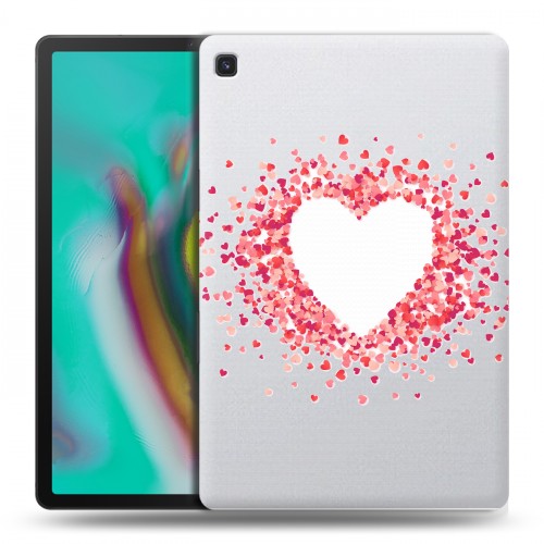 Полупрозрачный дизайнерский силиконовый чехол для Samsung Galaxy Tab S5e Прозрачные сердечки