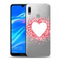 Полупрозрачный дизайнерский пластиковый чехол для Huawei Y6 (2019) Прозрачные сердечки