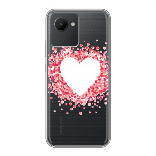 Полупрозрачный дизайнерский силиконовый чехол для Realme C30 Прозрачные сердечки