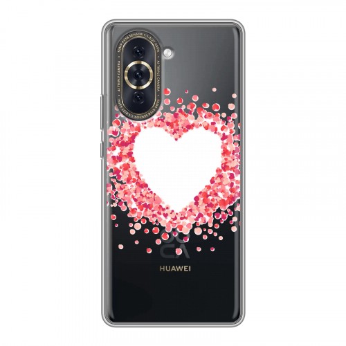 Полупрозрачный дизайнерский силиконовый чехол для Huawei Nova 10 Прозрачные сердечки