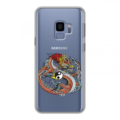 Полупрозрачный дизайнерский пластиковый чехол для Samsung Galaxy S9 Прозрачные Драконы