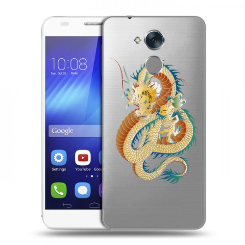 Полупрозрачный дизайнерский пластиковый чехол для Huawei Honor 6C Прозрачные Драконы